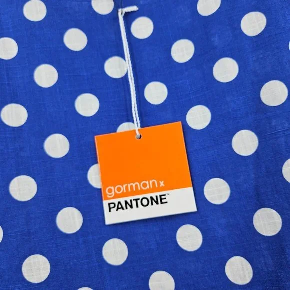 GORMAN X Pantone Dress Blue White Polka Dot Spot Cap Sleeve Mini NWT Size 8 - Picture 4 of 8